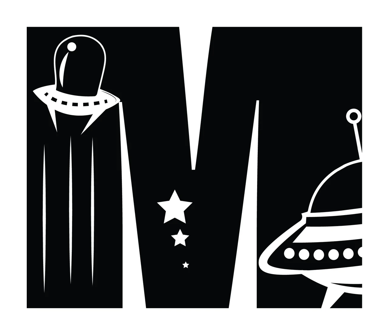 Space Letter M Decorating With Elements Ufo