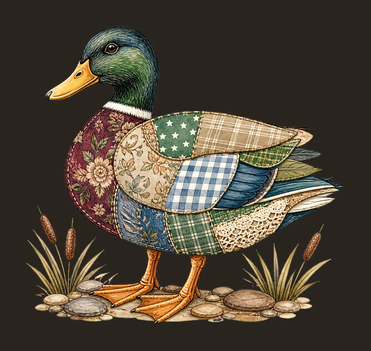 Mallard Duck Patchwork Lake Life Sublimation Variation B contrast preview thumbnail