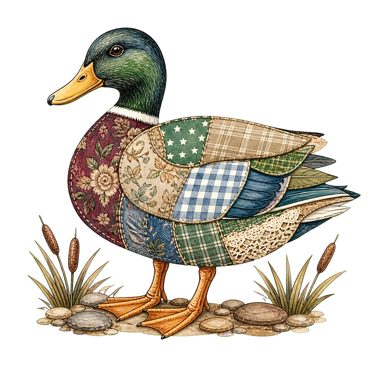Mallard Duck Patchwork Lake Life Sublimation Variation B