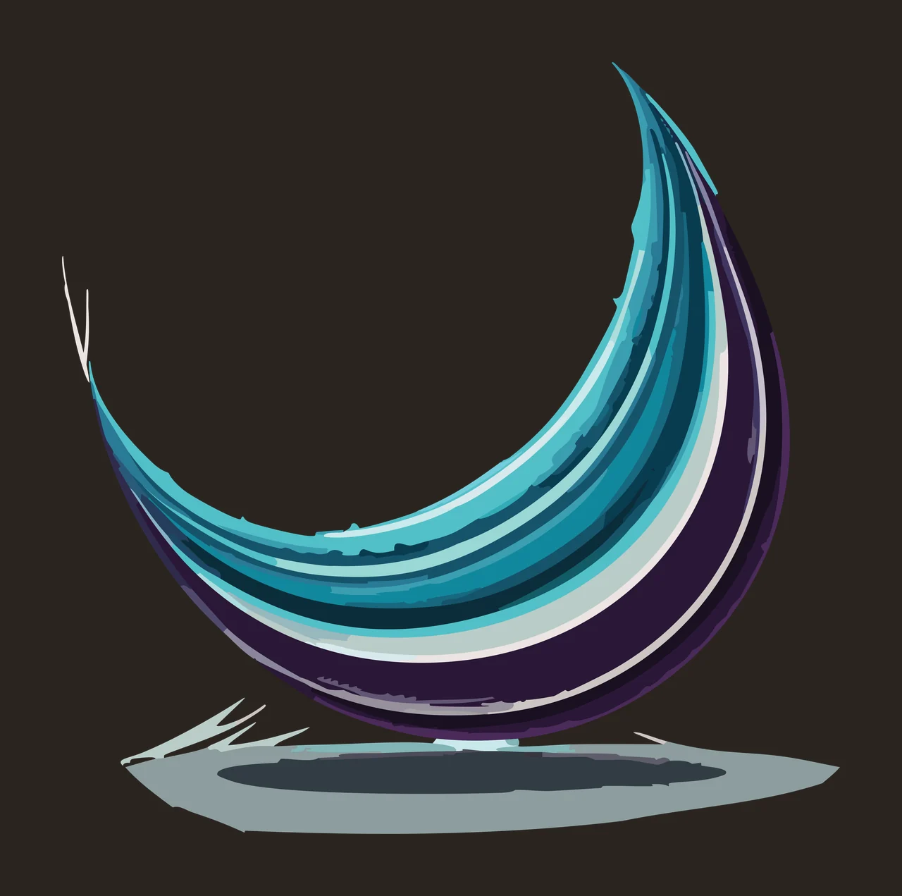 Crescent Shape With Linear Texture lines base engraved black contrast preview thumbnail