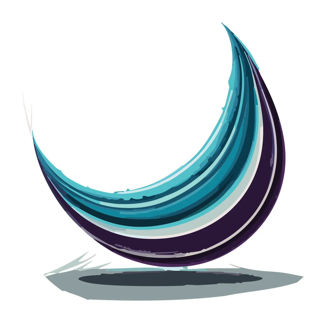 Crescent Shape With Linear Texture lines base engraved black