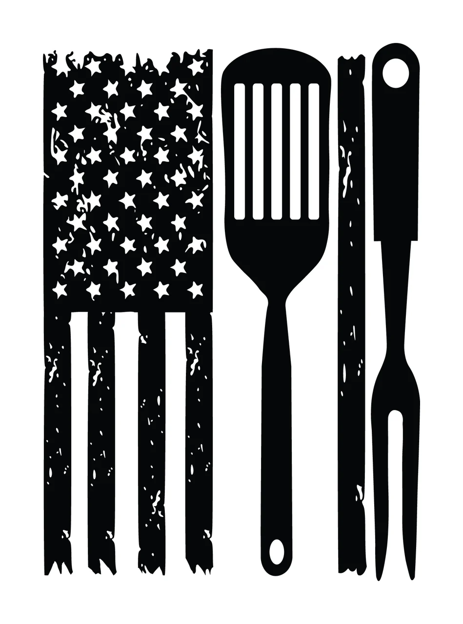Patriotic Spatula And Fork Graphic stationary stars stripes