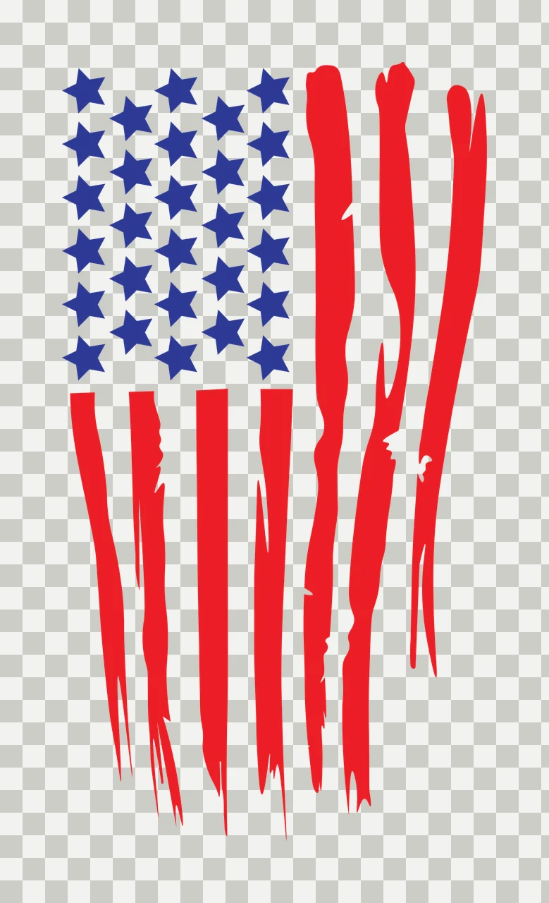 Flag Vertical Graphic With Torn Effect stars stripes black transparency and detail preview thumbnail