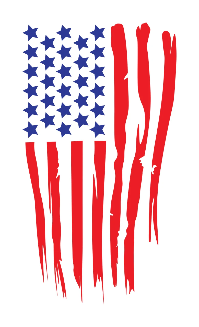Flag Vertical Graphic With Torn Effect stars stripes black