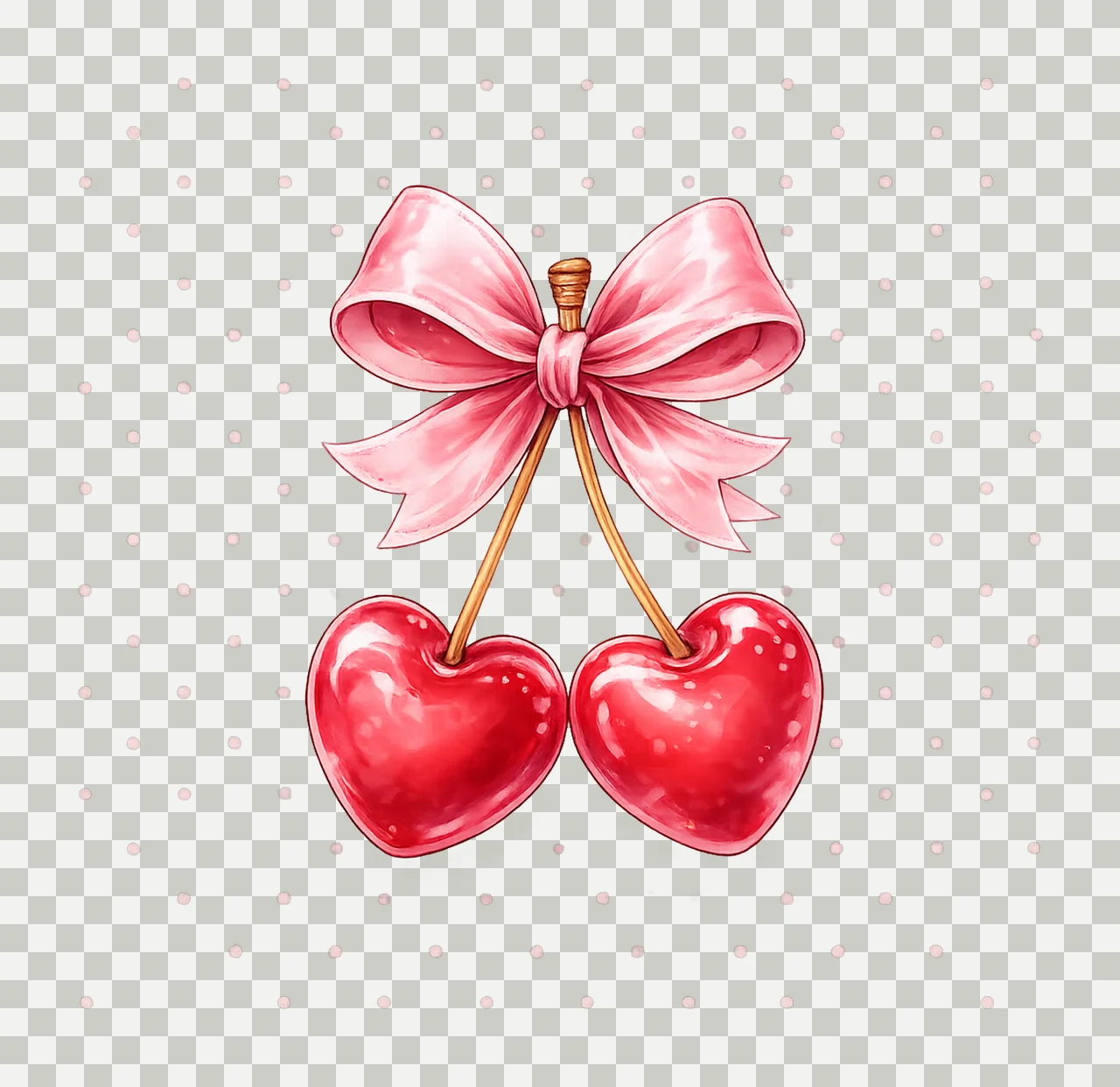 Heart Cherry Bow Coquette Valentine Aesthetic Ribbon Trendy transparency and detail preview thumbnail