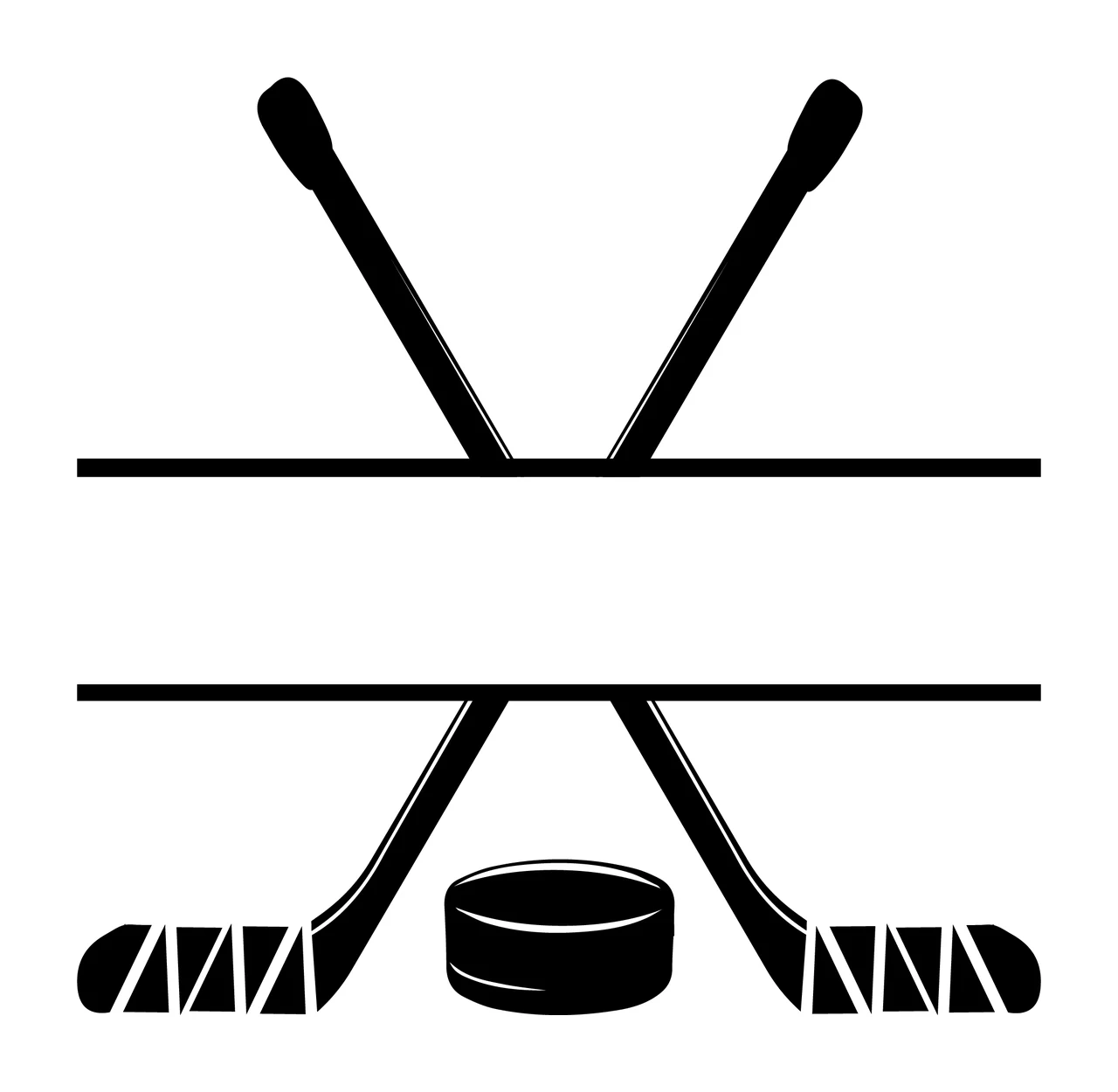 Hockey Sticks Crossed With Puck And Bars