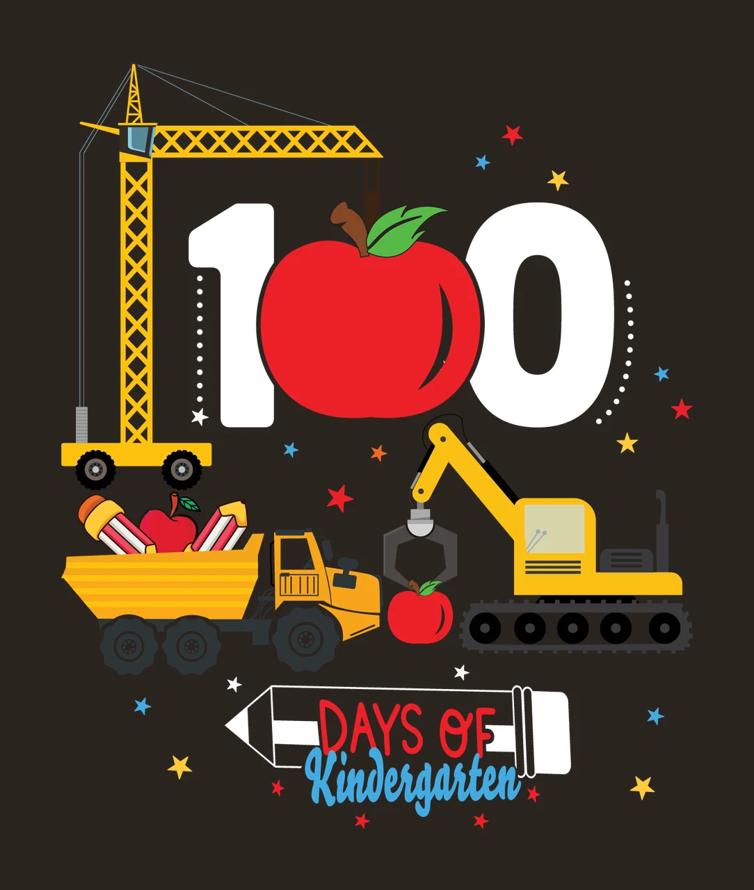 School Construction Theme equipment Working crane excavator contrast preview thumbnail