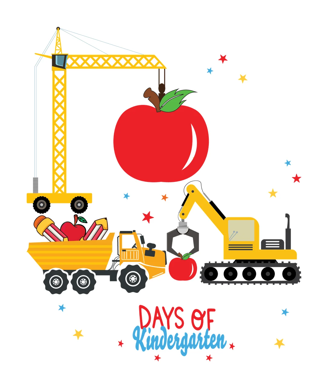 School Construction Theme equipment Working crane excavator