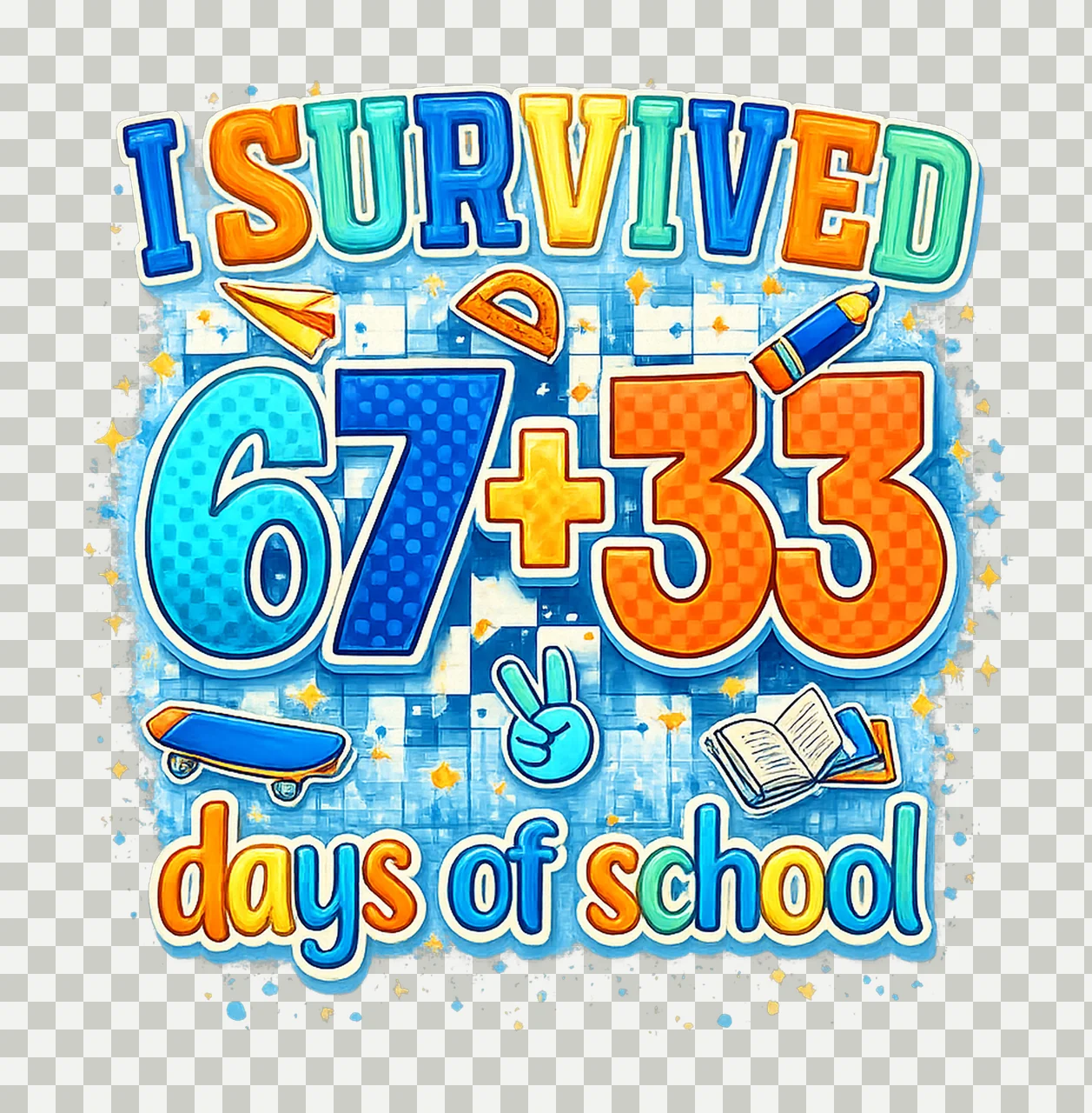 Checkered 100 Days Of School 100th Day of School Fun Digital transparency and detail preview thumbnail