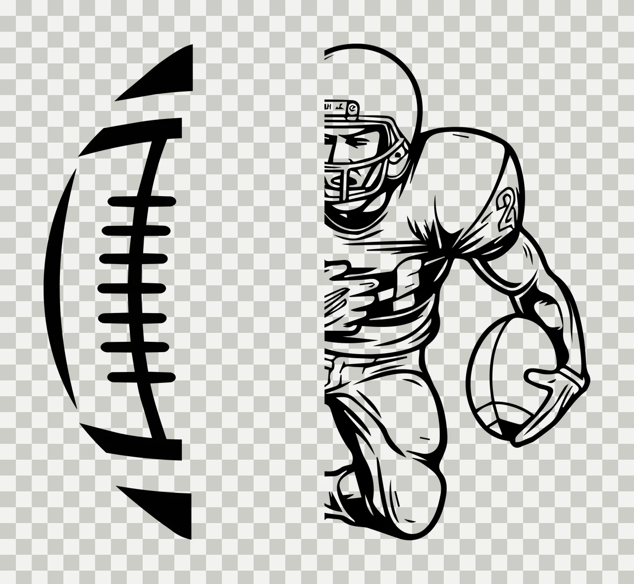 Split Football And Player Graphic running divider line art transparency and detail preview thumbnail