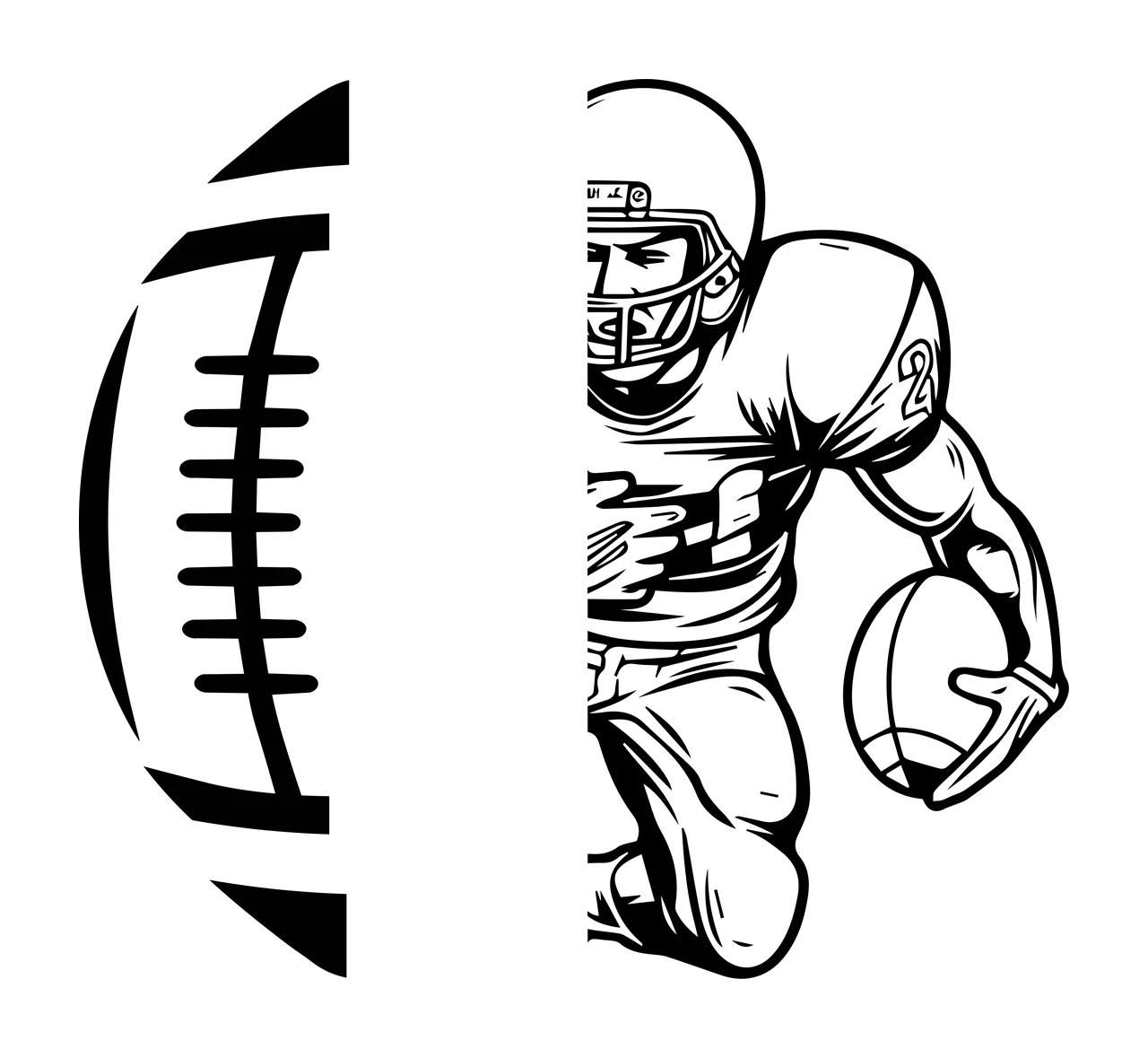 Split Football And Player Graphic running divider line art