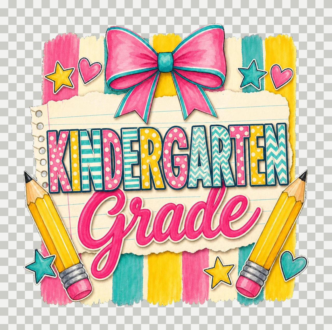 Striped Back To School Pre Kindergarten First Variation A transparency and detail preview thumbnail