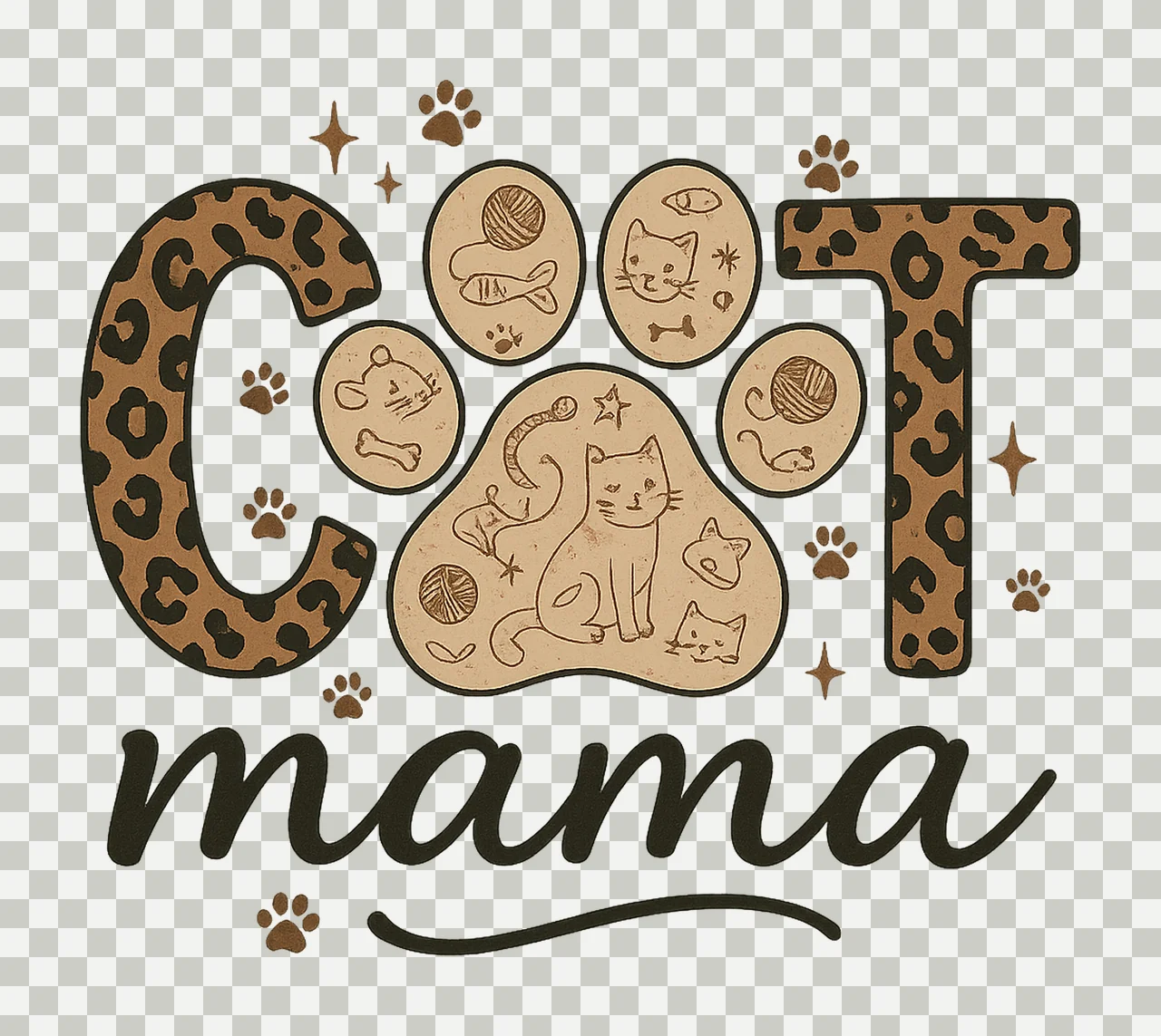 Cat Mama Mothers Day Sublimation Leopard Cat Mom Shirt transparency and detail preview thumbnail