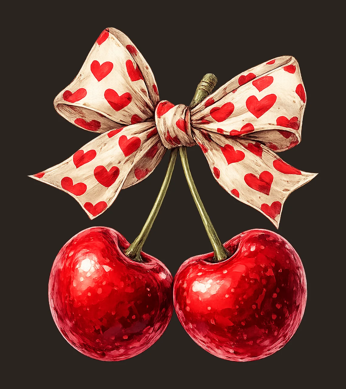 Leopard Print Coquette Cherry Bow Artwork Love You Cherry contrast preview thumbnail