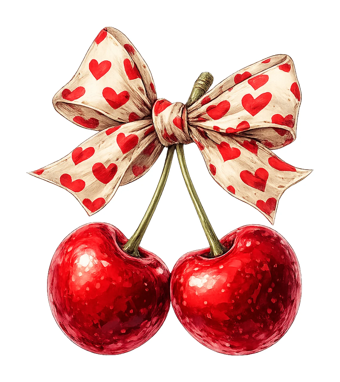 Leopard Print Coquette Cherry Bow Artwork Love You Cherry