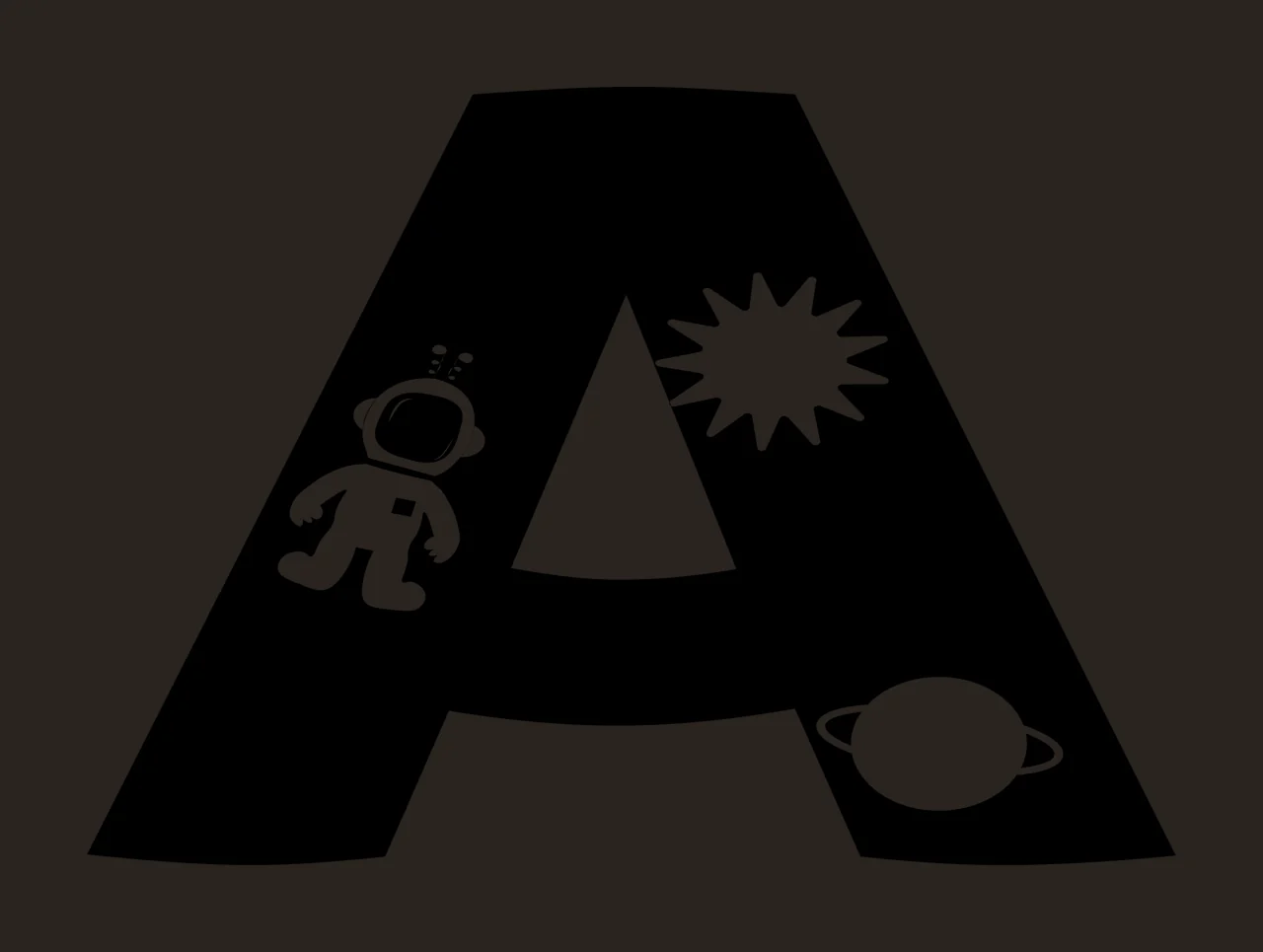 Space Letter A Enclosing With Astronaut And Sun contrast preview thumbnail