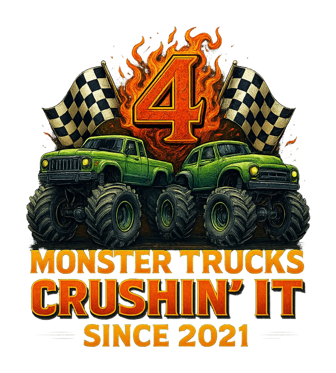 Monster Truck 4th Birthday Crushing It Since 2021 Kids