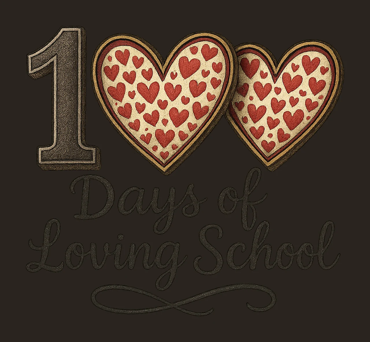 100 Days of School Heart Loving School Shirt Design Kids contrast preview thumbnail