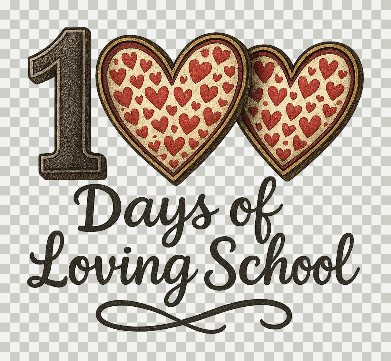 100 Days of School Heart Loving School Shirt Design Kids transparency and detail preview thumbnail