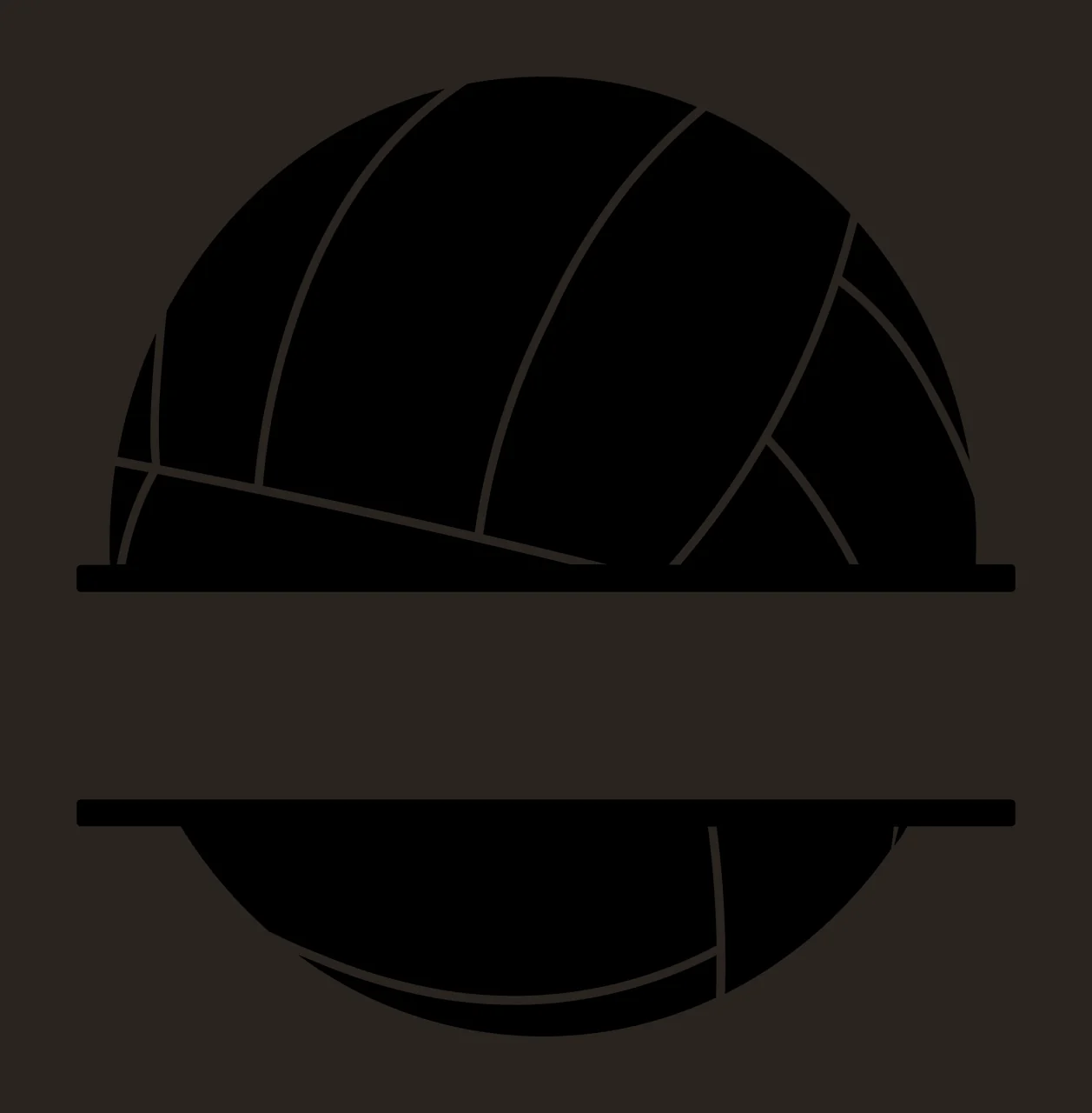 Silhouette Design of Volleyball with horizontal split, two bars, sports and split frame in black and white contrast preview thumbnail