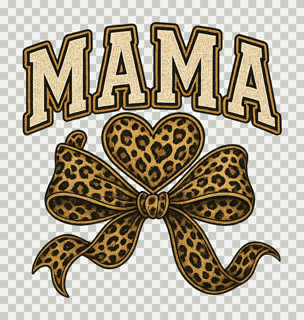 Mama Leopard Coquette Bow Varsity Style Mama Shirt Design transparency and detail preview thumbnail