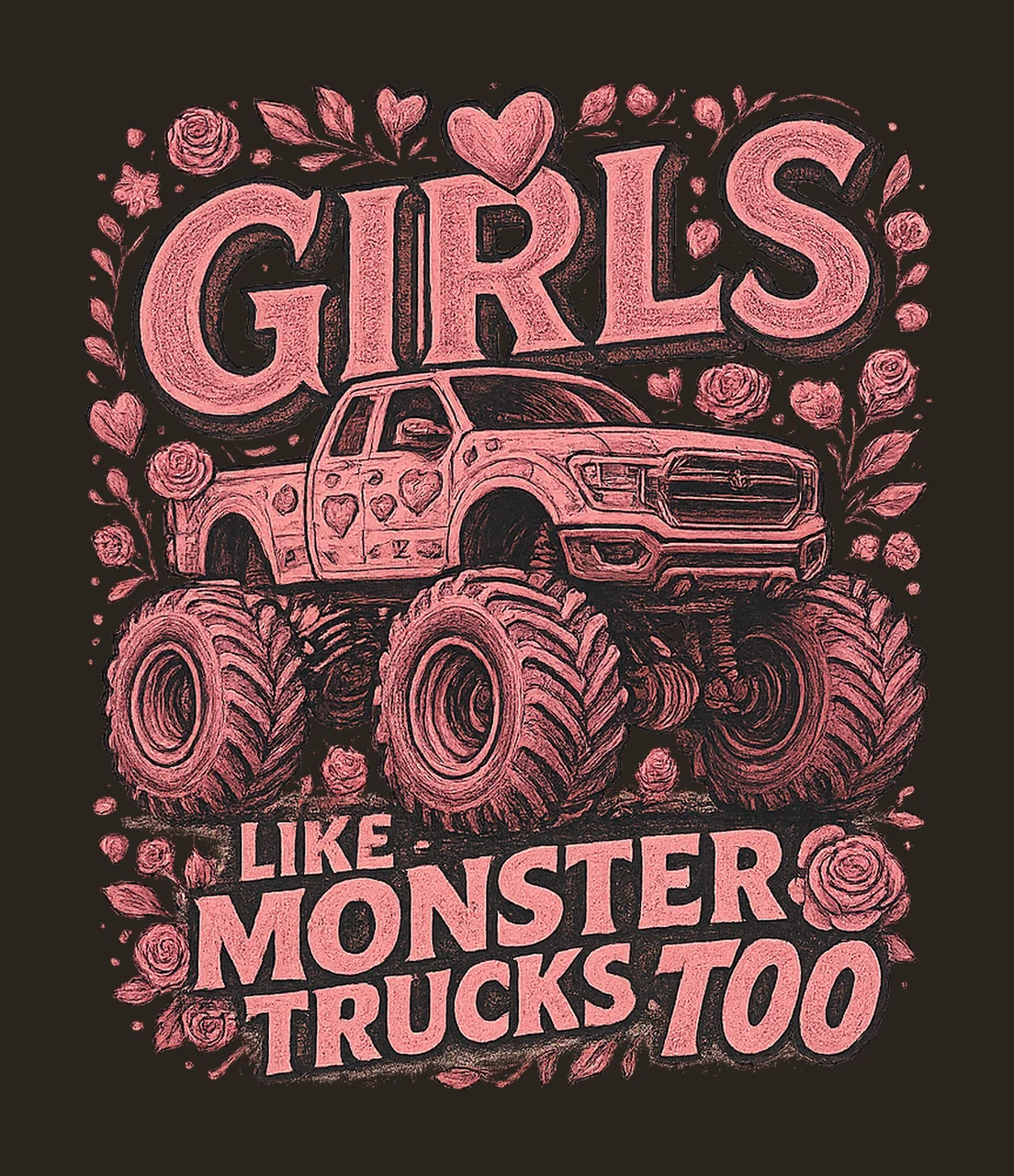 Girls Monster Truck Sublimation Design Pink Truck Artwork contrast preview thumbnail