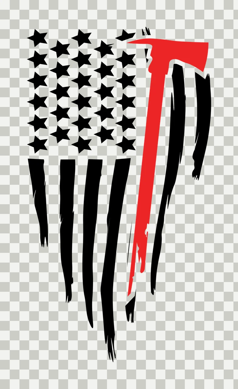 Flag American With Axe Silhouette distressed stars stripes transparency and detail preview thumbnail