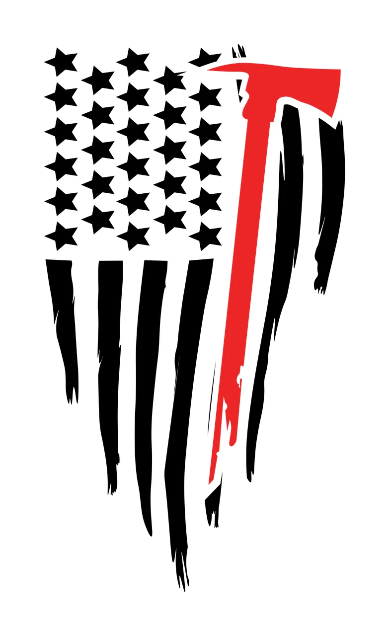 Flag American With Axe Silhouette distressed stars stripes
