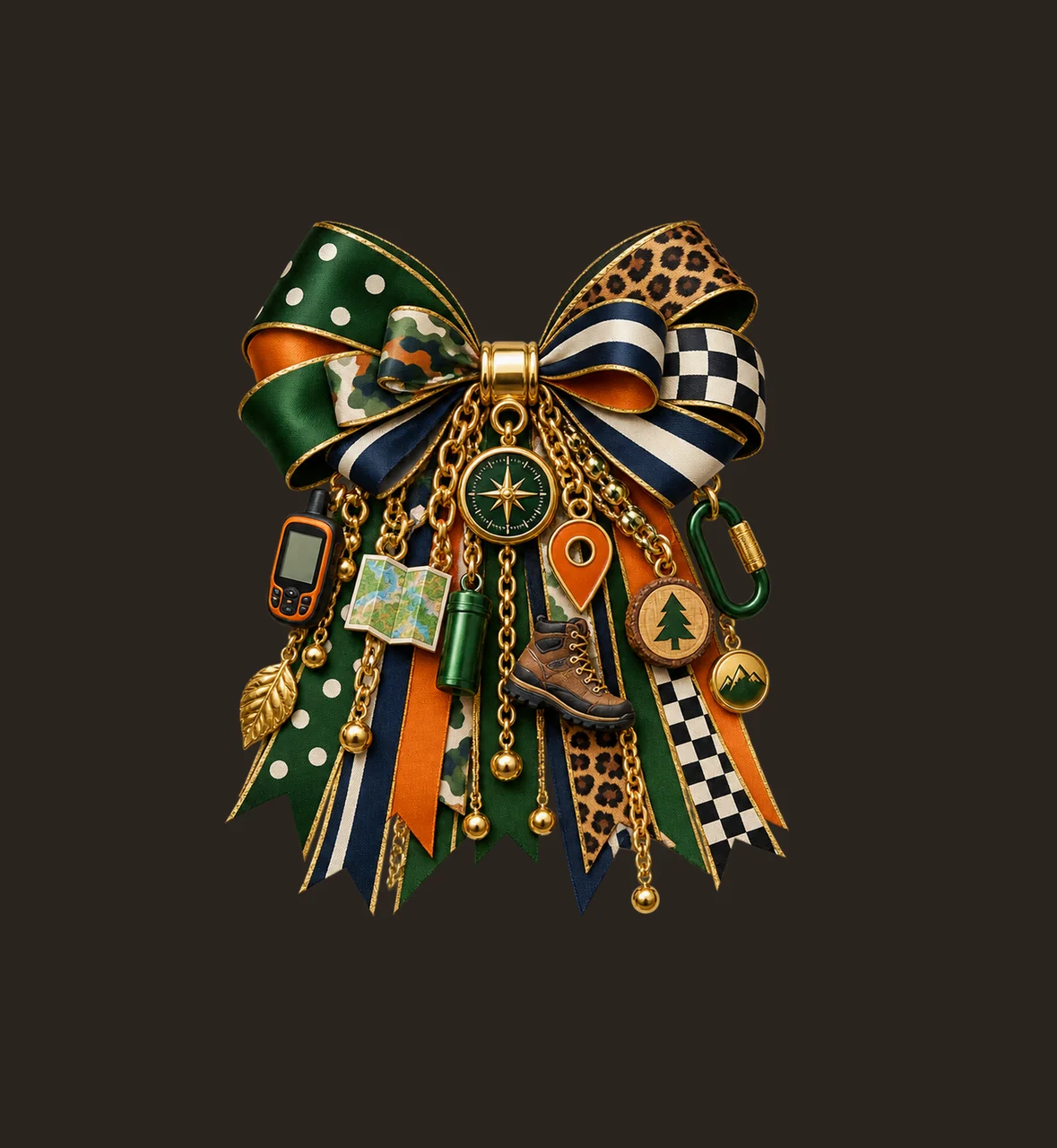 Geocacher Bow Charm PNG, Themed Gold Chain Charms, Coquette Ribbon Sublimation Design, Transparent Digital Download contrast preview thumbnail