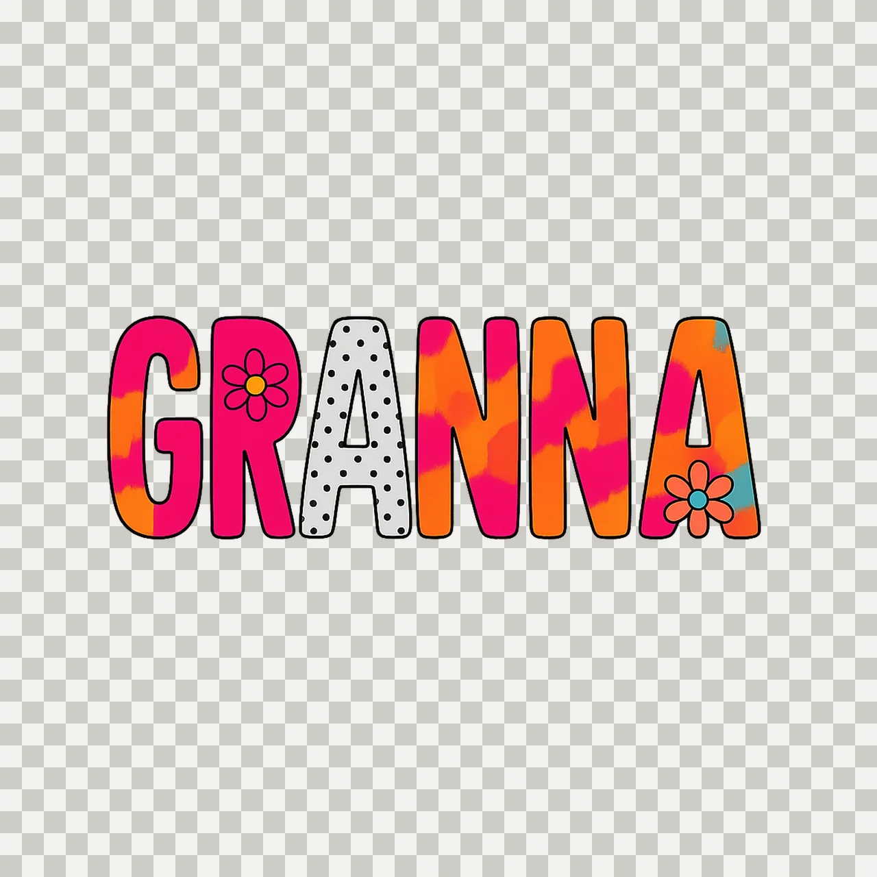Granna Typography With Text And Flower tie dye polka dots transparency and detail preview thumbnail