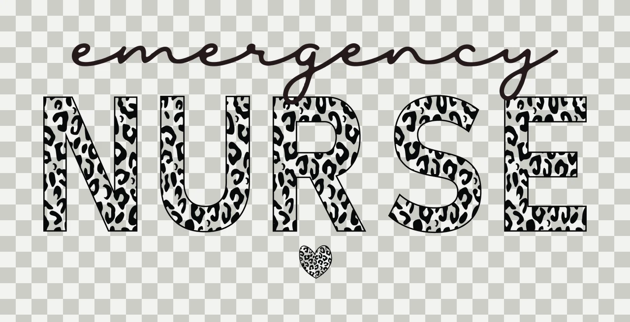 Emergency Nurse Text With Leopard Print displaying heart graphic transparency and detail preview thumbnail
