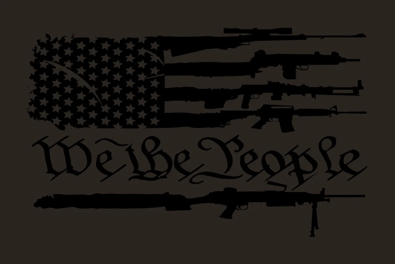 We The People American Flag Guns with firearms stenciled graphic contrast preview thumbnail