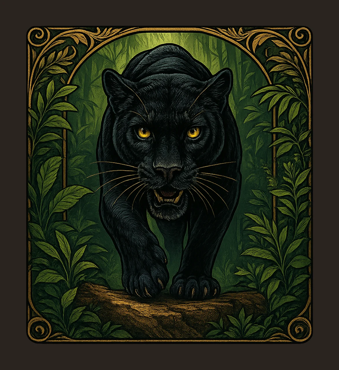 Black puma in the jungle Wildlife Art Design Nature Motif contrast preview thumbnail
