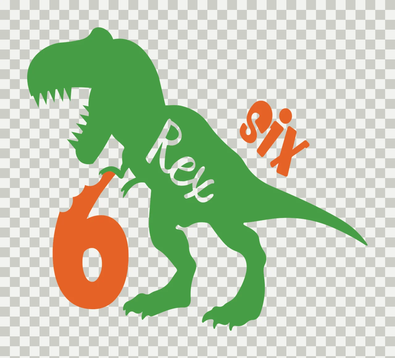 Dinosaur Silhouette Graphic and number Standing teeth Cartoon transparency and detail preview thumbnail