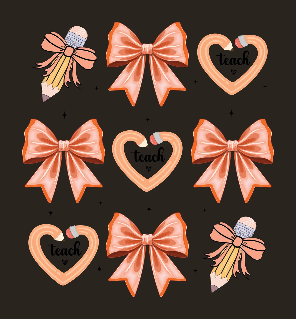 Collection Of Black Silhouettes Including Bows And Heart arranging contrast preview thumbnail