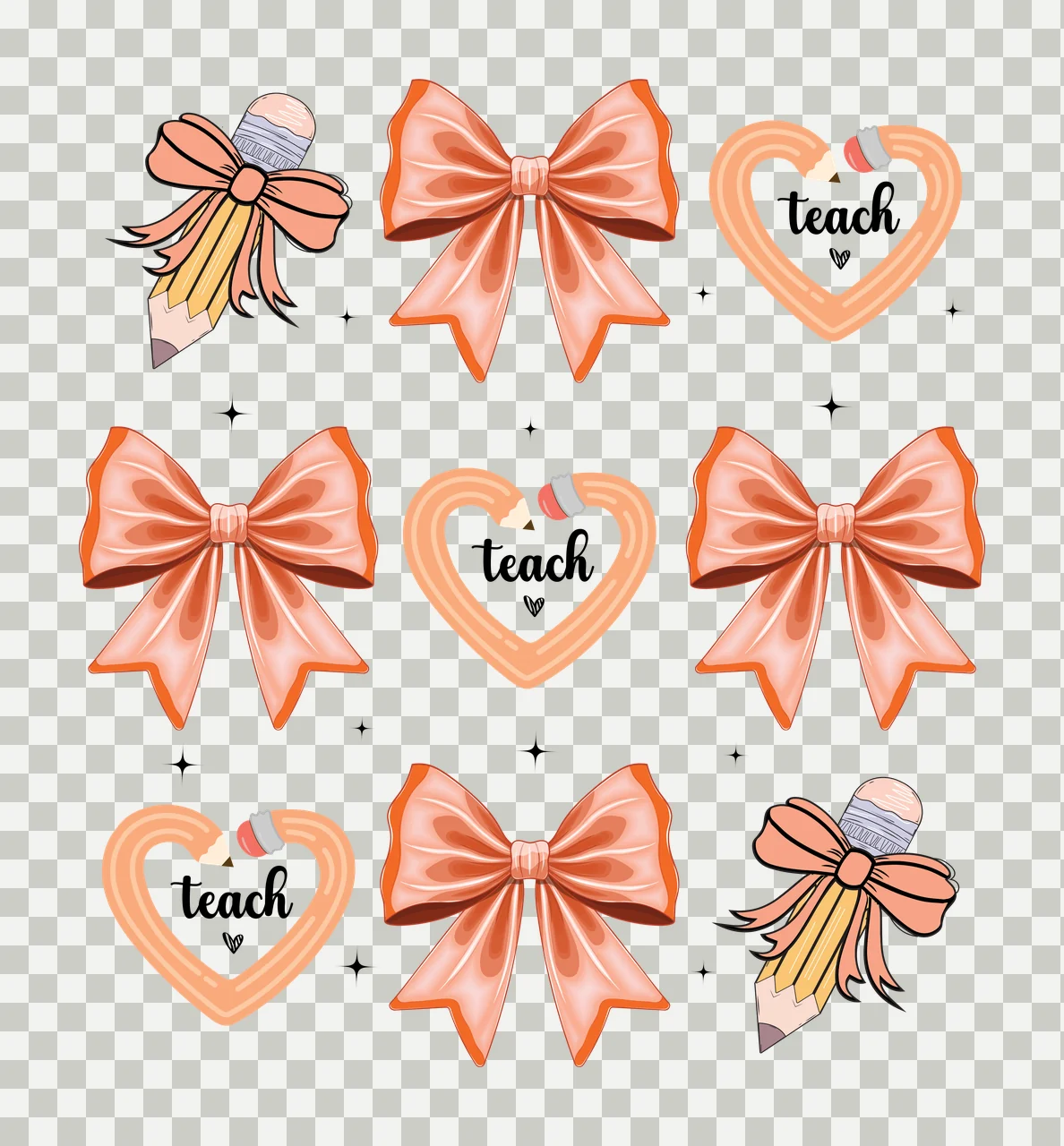 Collection Of Black Silhouettes Including Bows And Heart arranging transparency and detail preview thumbnail