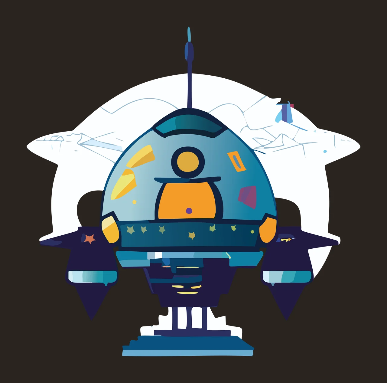 Mechanical Device Silhouette With Spikes standing base graphic contrast preview thumbnail