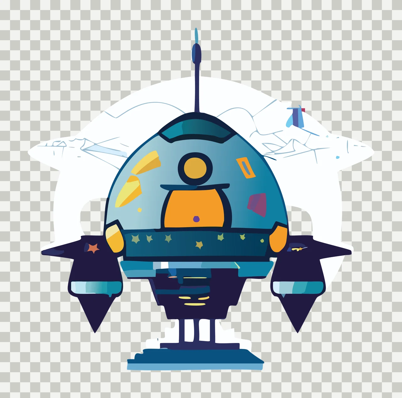 Mechanical Device Silhouette With Spikes standing base graphic transparency and detail preview thumbnail