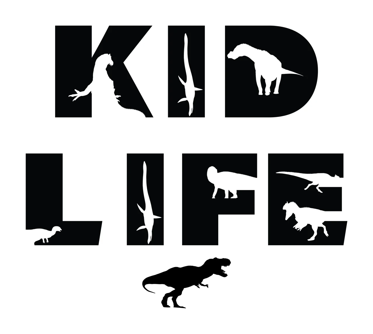 Dinosaur Typography With Kids And Text In Black