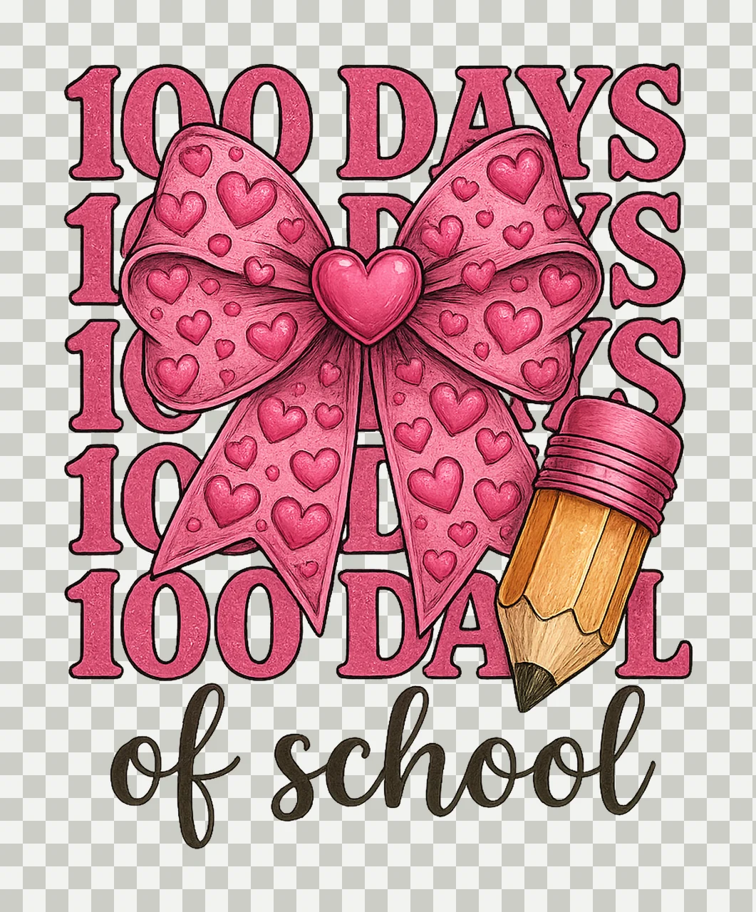 100 Days of School Coquette Bow Teacher Shirt Design Cute transparency and detail preview thumbnail
