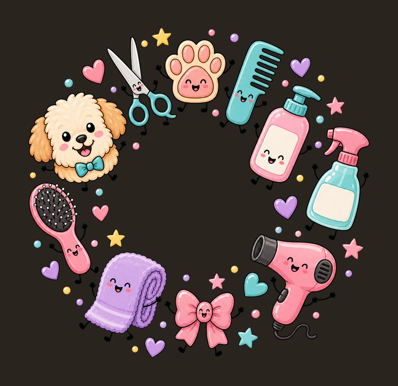 Dog Groomer Pet Groomer Design Doodle Style Dog Variation B contrast preview thumbnail
