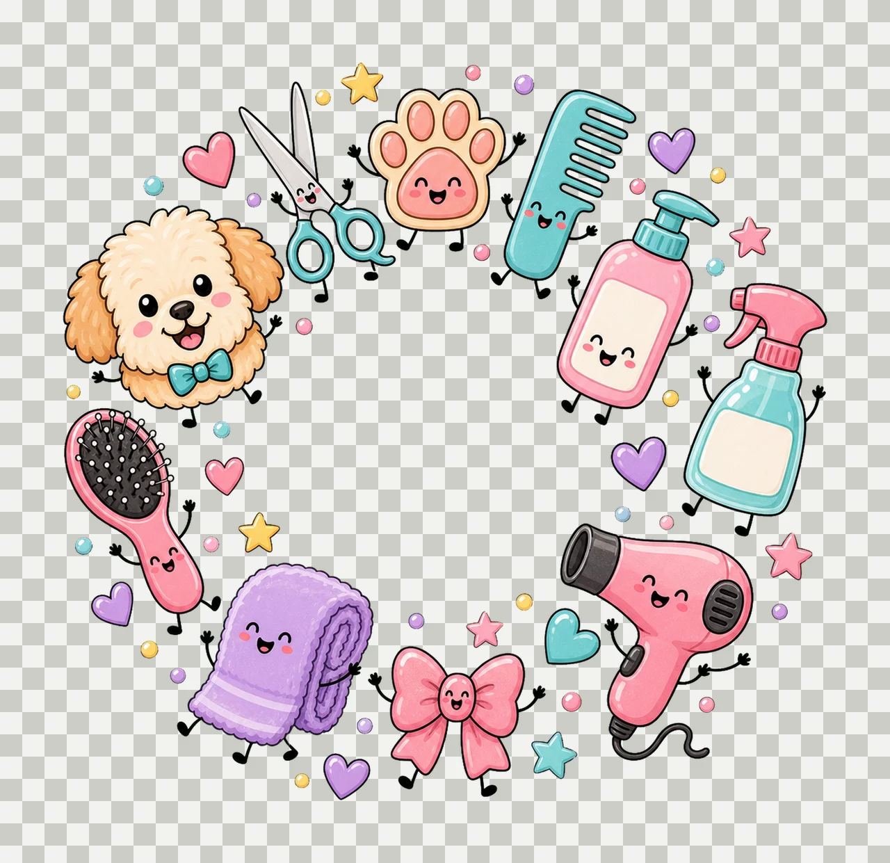 Dog Groomer Pet Groomer Design Doodle Style Dog Variation B transparency and detail preview thumbnail