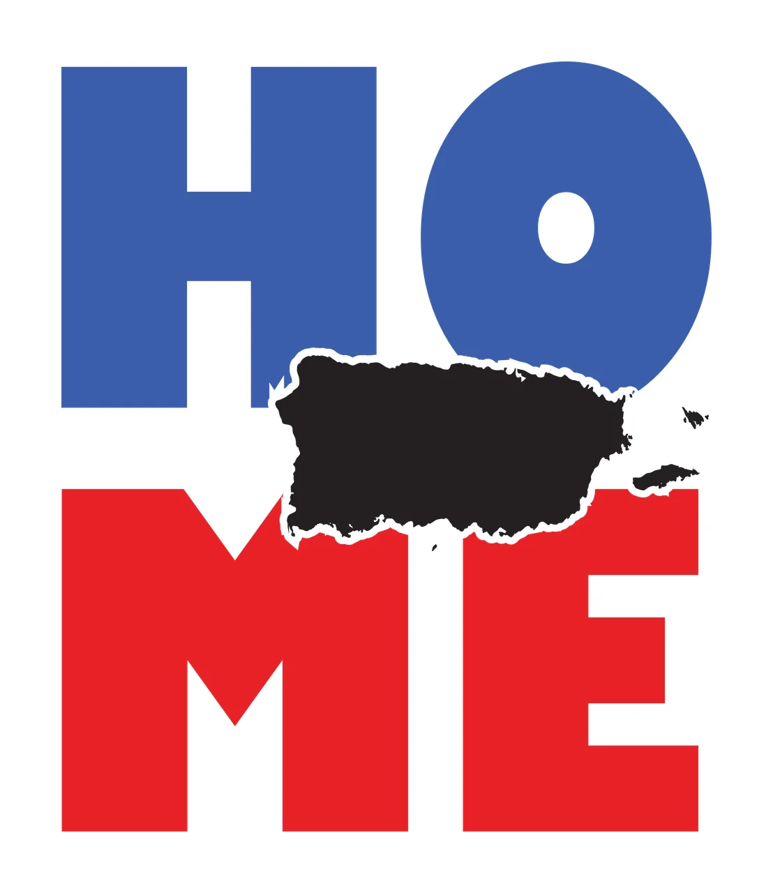 Home Text With Map Graphic and island Overlapping Letters design