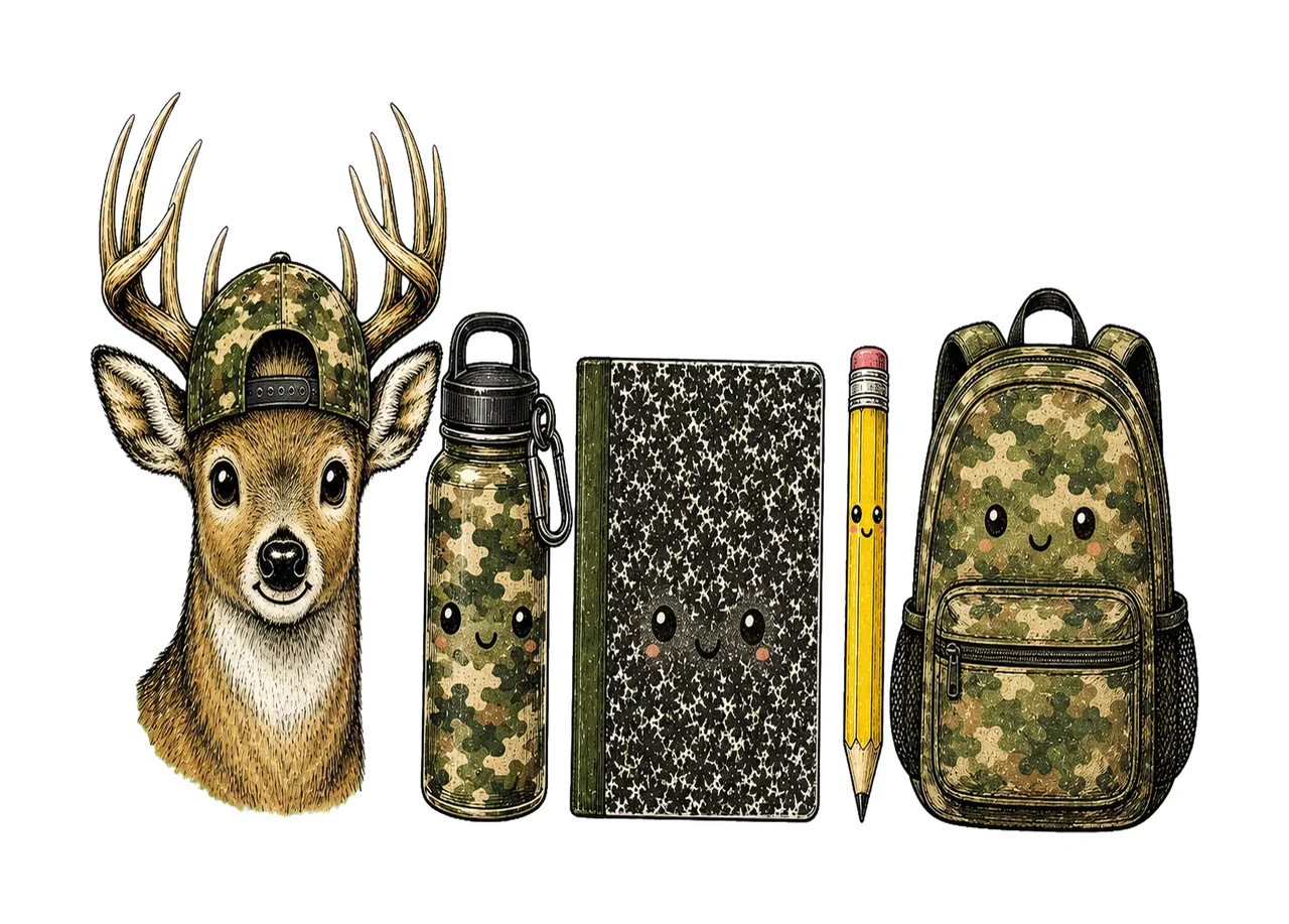 Camo Hunting School Doodle Kids sublimation Variation B