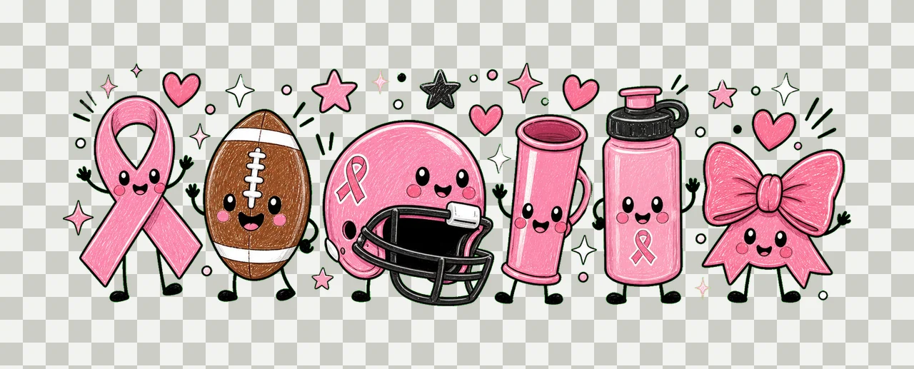 Tackle Breast Cancer Cute Football Awareness Design Helmet transparency and detail preview thumbnail