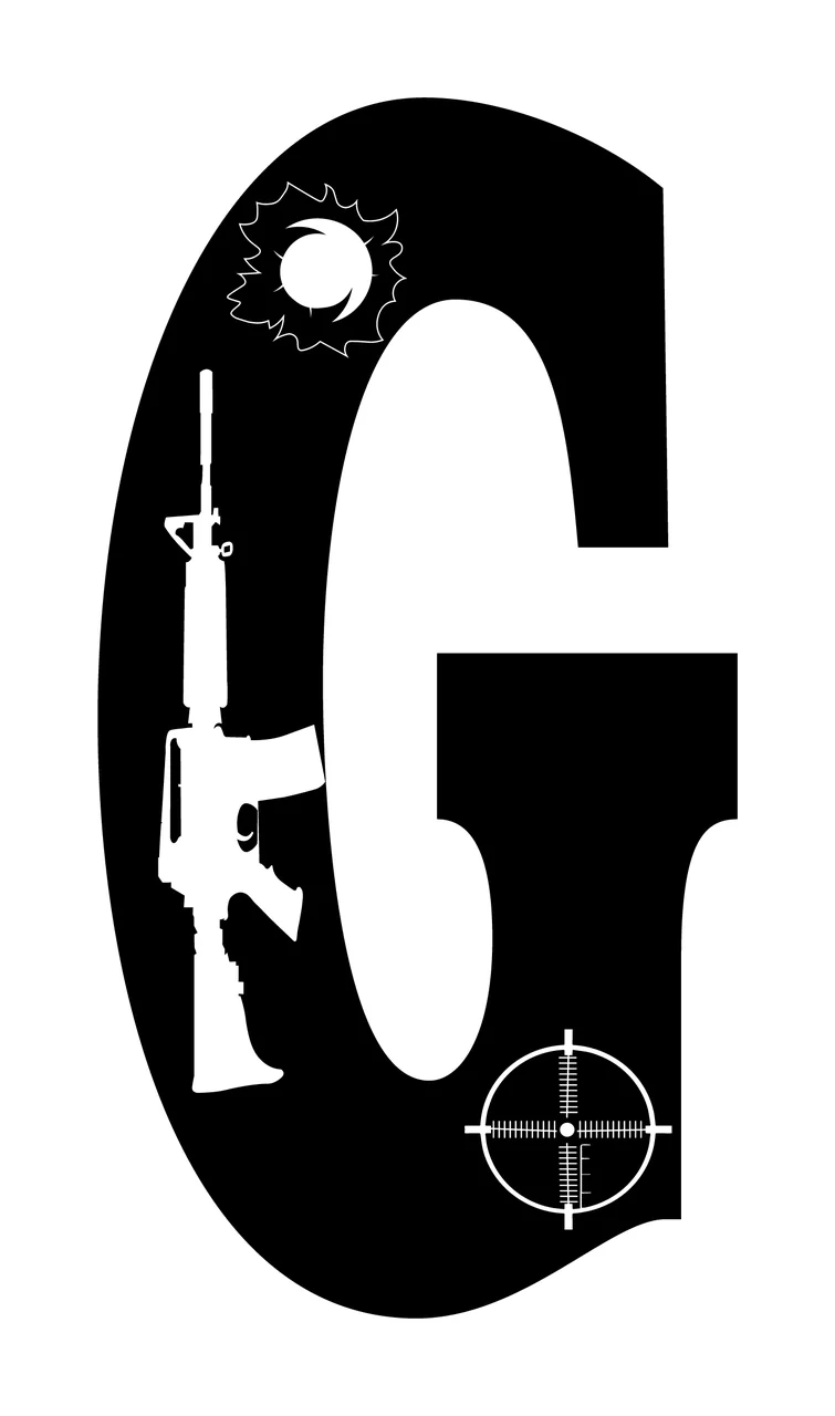 Gun Alphabet Character 22 scalable logo design icon