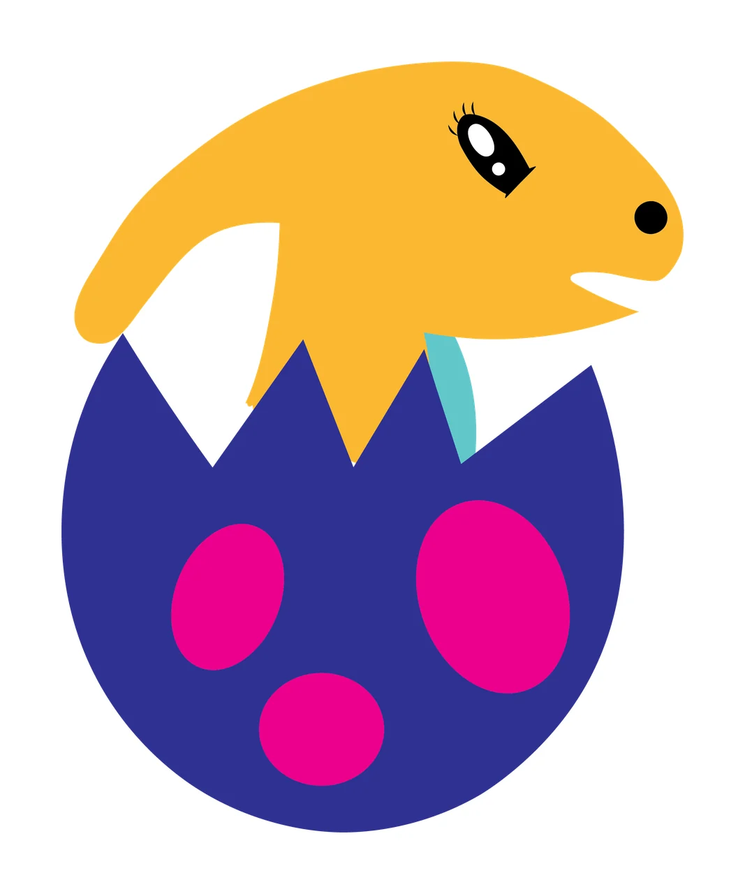 Black Silhouette Of A Small Creature Emerging cracked egg shell