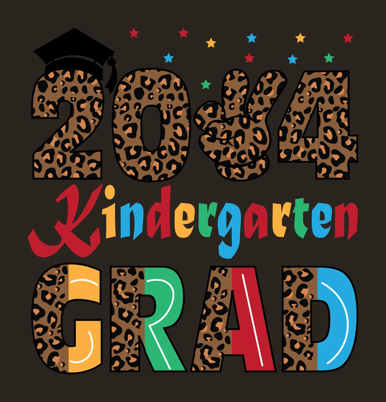 Kindergarten With Animal Pattern text print filling graduation cap contrast preview thumbnail