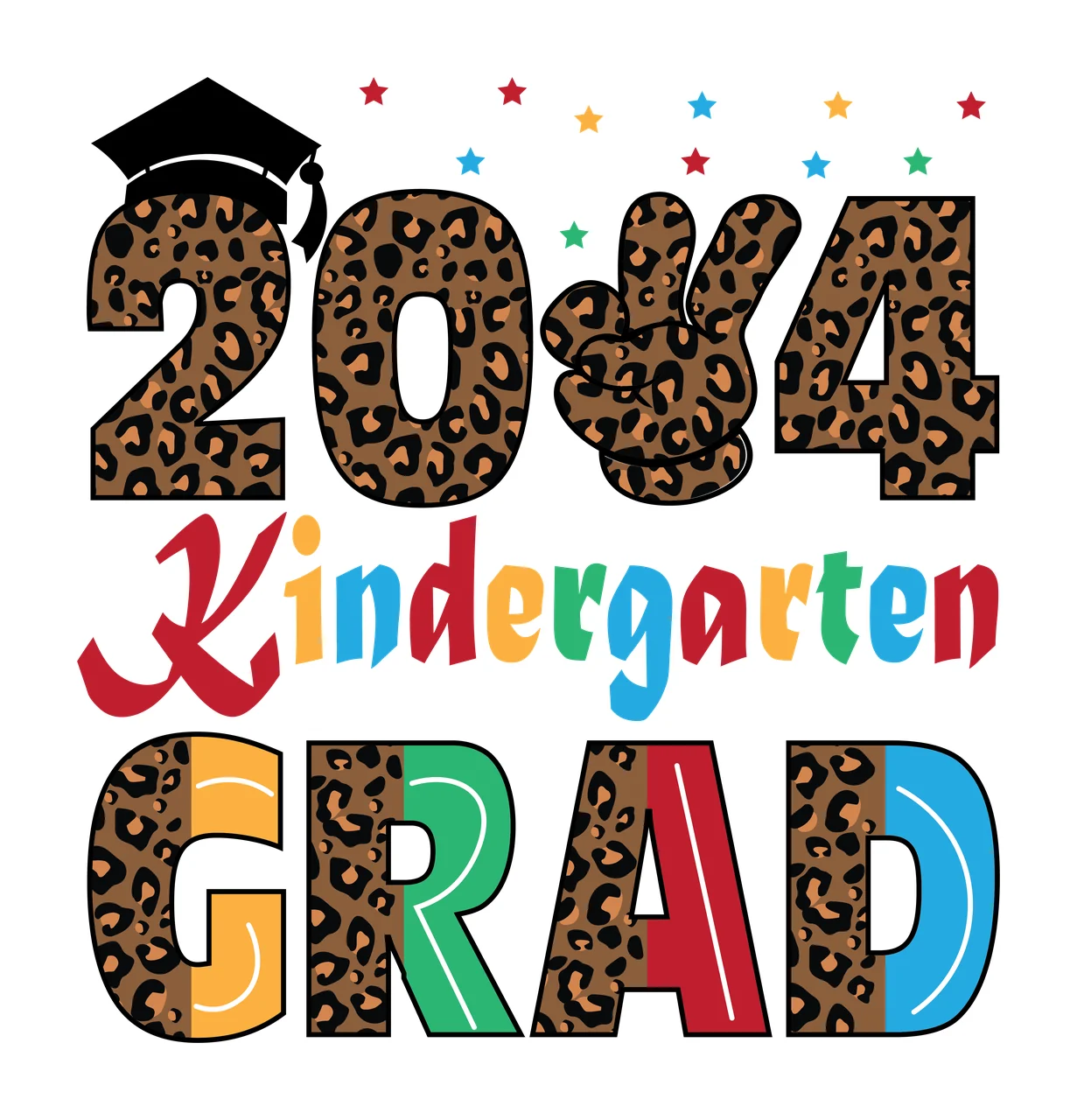Kindergarten With Animal Pattern text print filling graduation cap