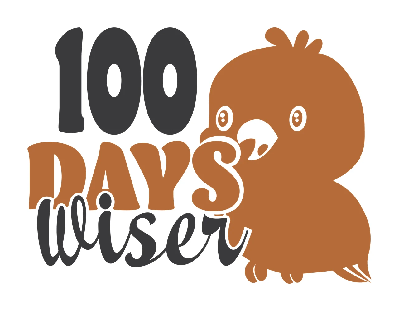 Of 100 Days Wiser With Bird Silhouette typography black white